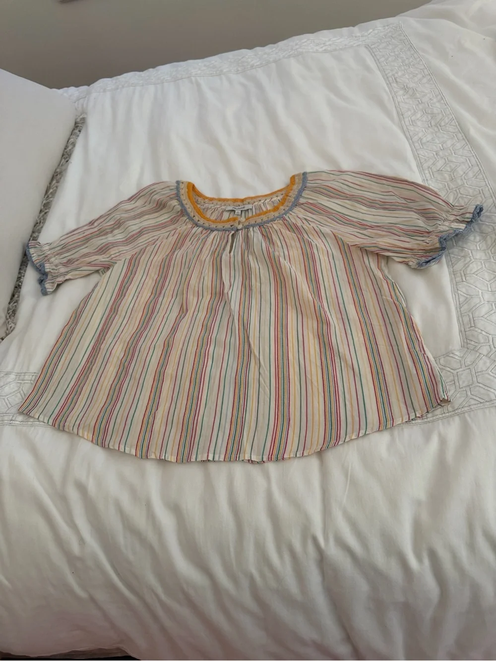 Madewell Multicolor Striped Peasant Top - Cream Base